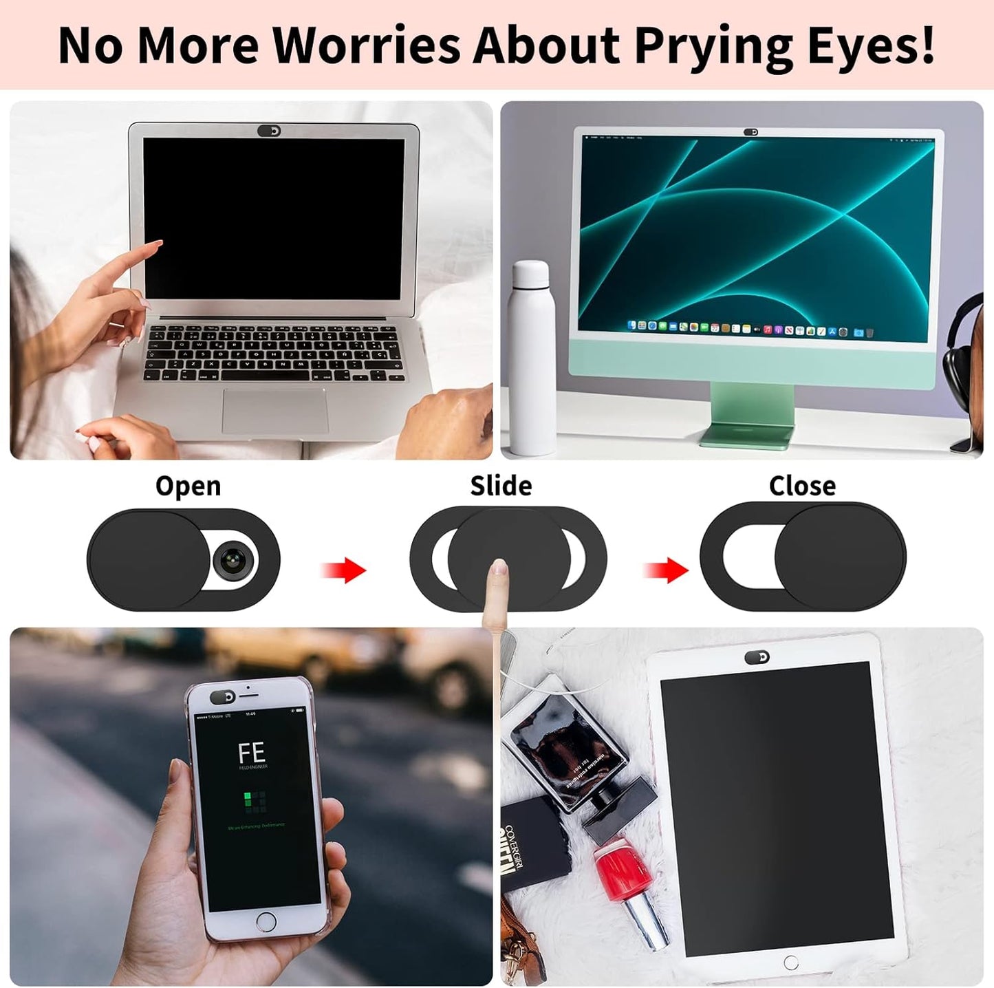 Yilador (3 Pack), 0.03 inch Webcam Cover Ultra Thin Laptop Camera Cover Slide for iPhone iPad MacBook Pro Computer iMac