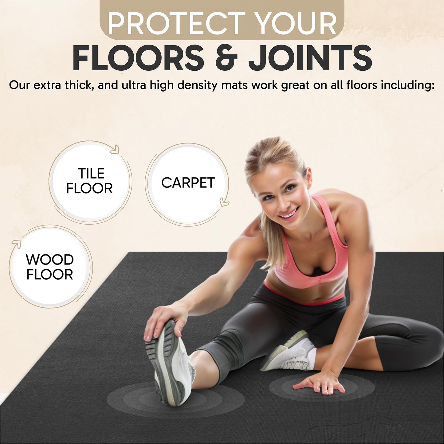 Gorilla Mats Large Exercise Mat – 6' x 4' x 1/4" – Ultra Durable Thick Workout Mat for Home Gym Flooring – Non-Slip, Flat, Fitness, Yoga & Weight Lifting Floor Mat – Shoe Friendly
