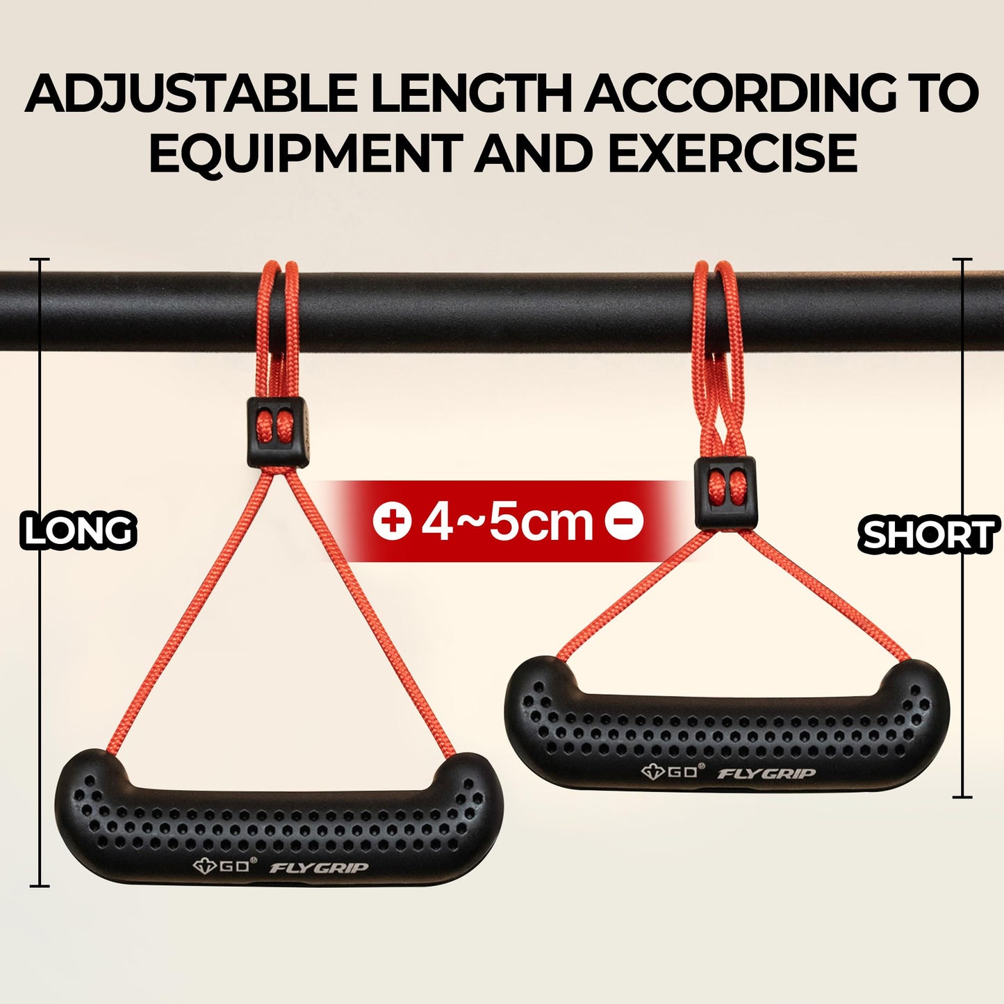 GD Fly Grip Pull Up Handles for Neutral Grip & LAT Pull Down Attachments – Perfect Grips for T-bar Row, D Handle Cable Attachment, Gym Equipment (Black Grip(Black Strap))