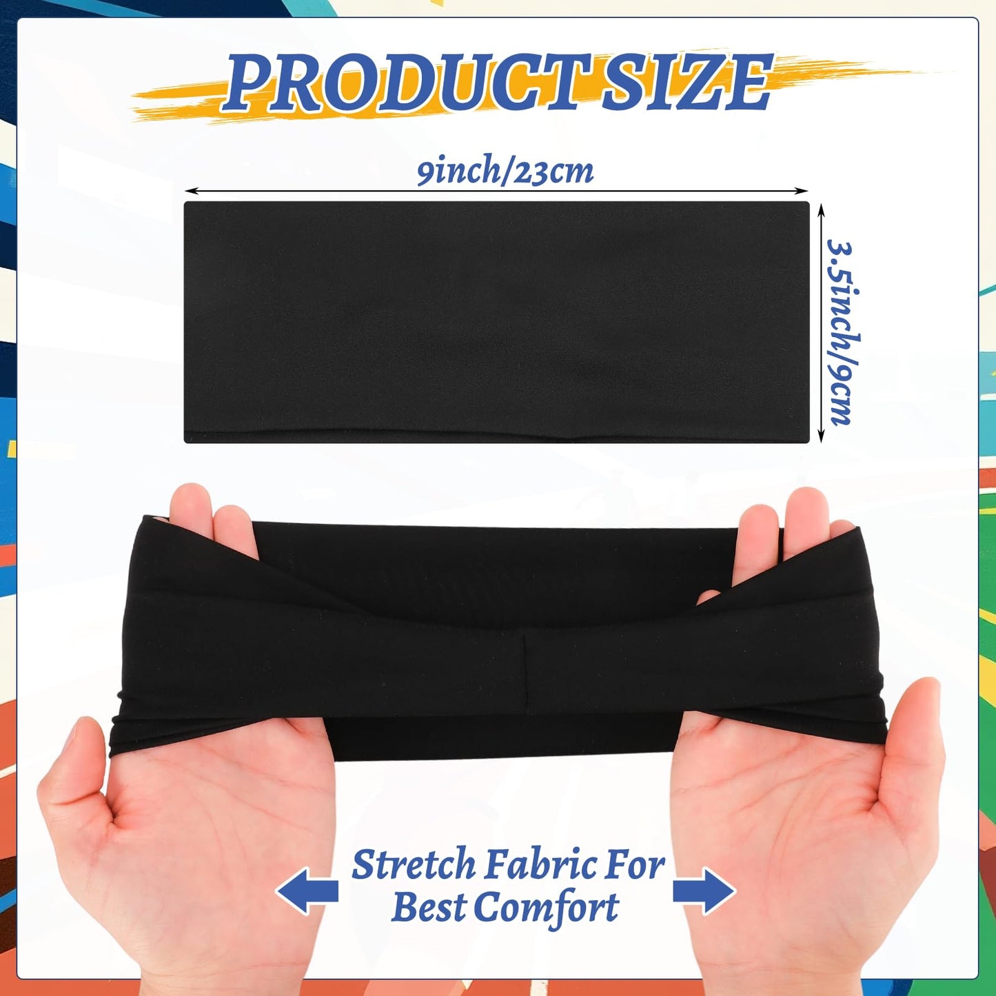 JATEBI 6 Pack Sports Headband and Arm Sleeves for Men Women Sweat Bands Cooling UV Sun Protection Sports Arm Sleeves for Running Yoga Fitness Workout, Black