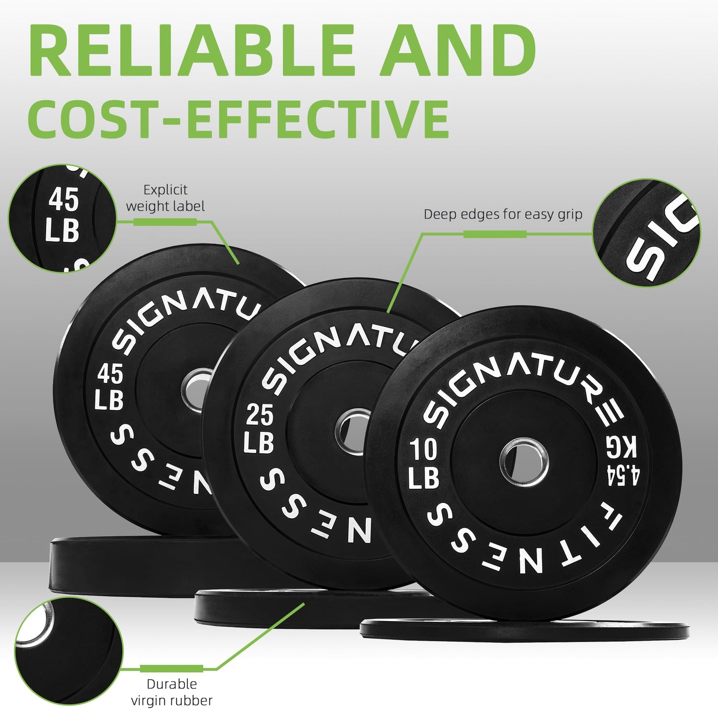 Fitvids 2-Inch Olympic Bumper Weight Plates Including 160 LB Weight Plates Set, Black