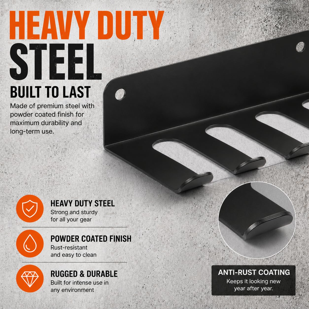 FizLig Gym Equipment Storage Rack - Multi-Purpose Home Gym Organization Storage Wall Mount for Resistance Bands, Jump Ropes, Lifting Belt, Chains, Barbells (16" / 8 Prongs)