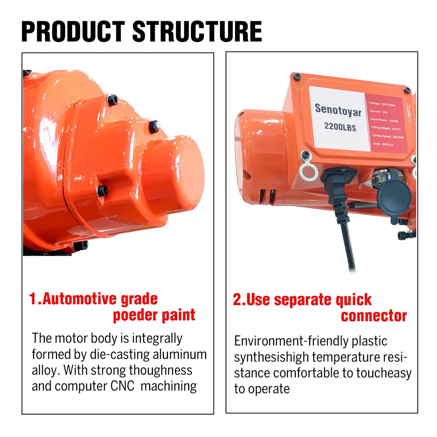 Electric Chain Hoist 2 in 1,2200 lbs Load Capacity,20 ft Lifting Height,120V Single Phase Overhead Crane with 328 ft Wireless & 15 ft Wired Remote Control, Ideal for Garage,Shop,and Home Use