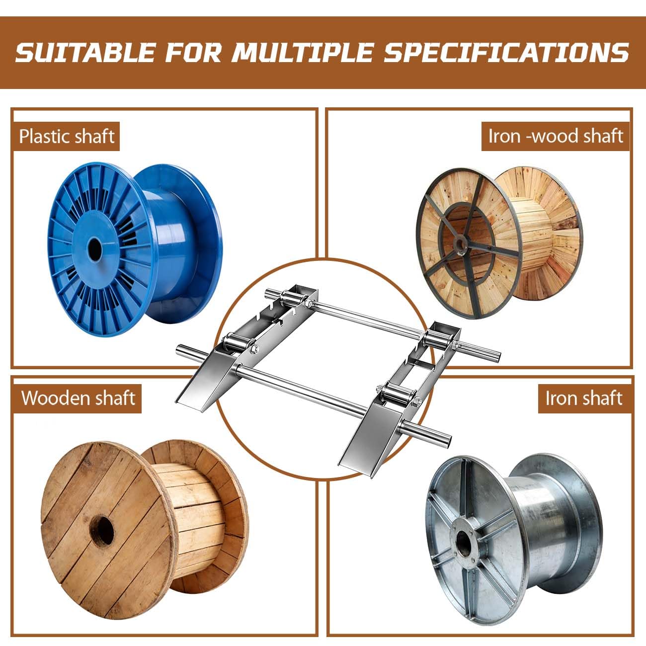 Hot-dip Galvanized Cable Drum Roller, Heavy Duty Reel Dispenser, Industrial Grade Cable Roller Stand Holder, Double Rail Drum Unwinder for Reels up to 39" Width, 2-Ton Capacity Steel Wire Dispenser