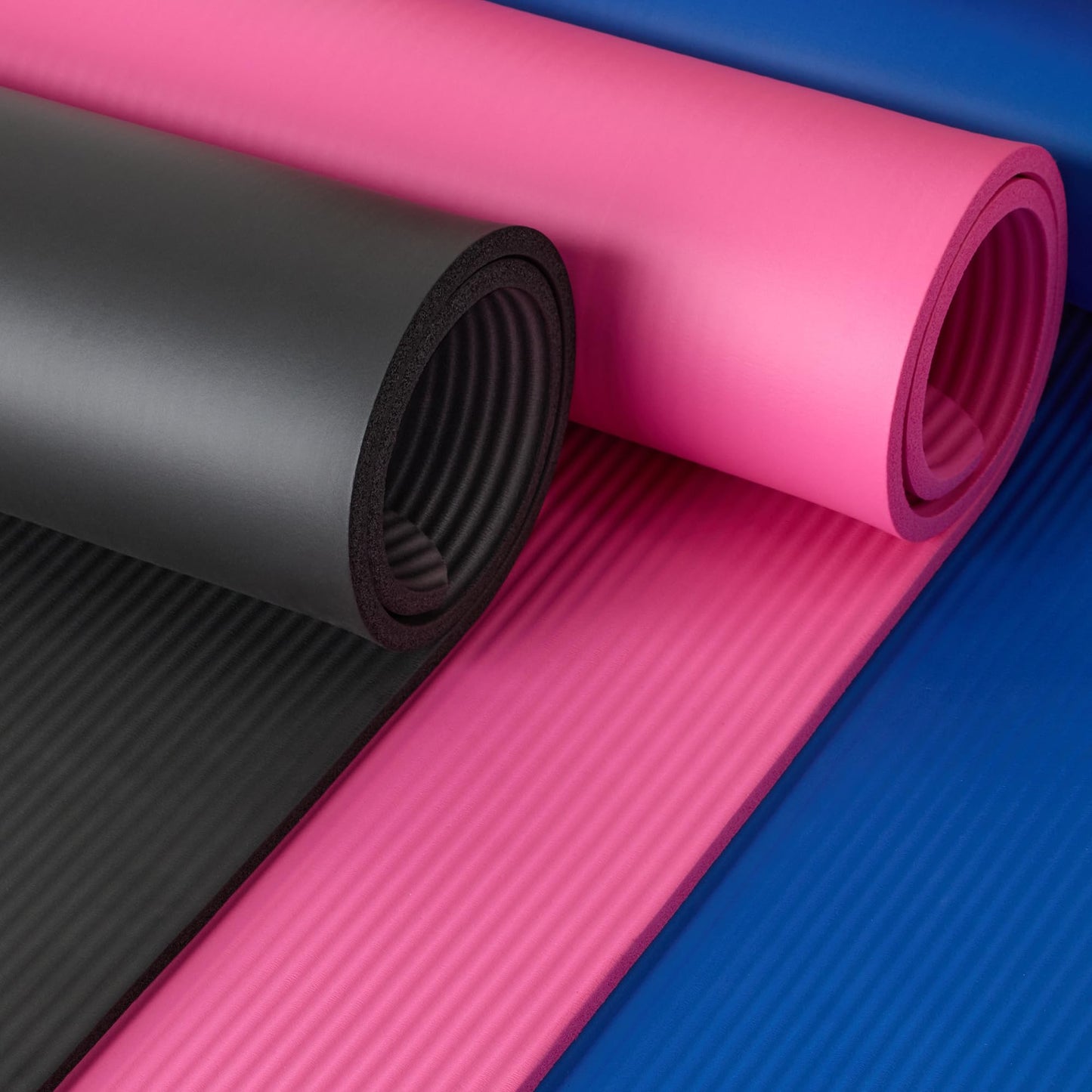 Amazon Basics 1/2 Inch Extra Thick Exercise Yoga Mat with Carrying Strap for Home Workouts and Fitness, 74" x 24", Black