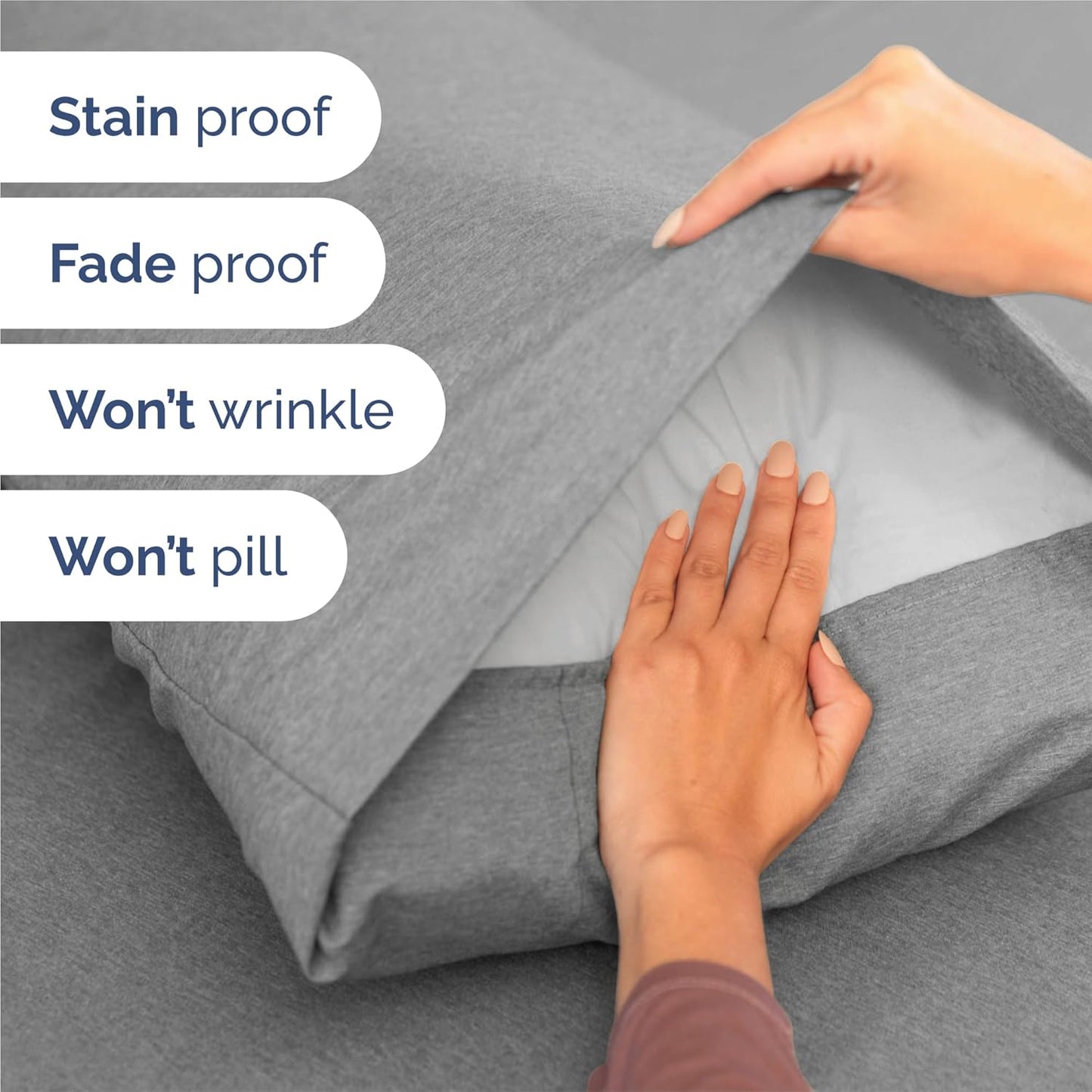 Split King Size 5-Piece Sheet Set - Comfy Cooling Bed Sheets for Luxury Hotel Feel - Grey Heathered