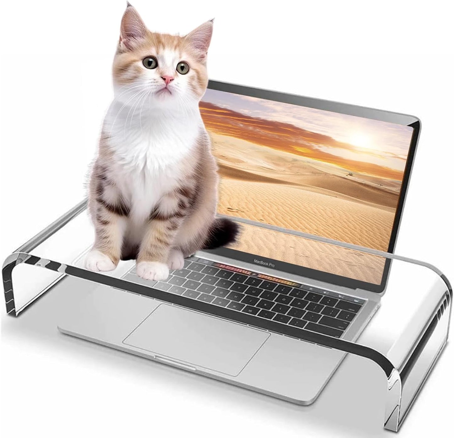VAOLLO (14"/7.1"/3.6") Clear Monitor Stand Riser, Computer Monitor Stand/Acrylic Monitor Riser for Home Office Laptop