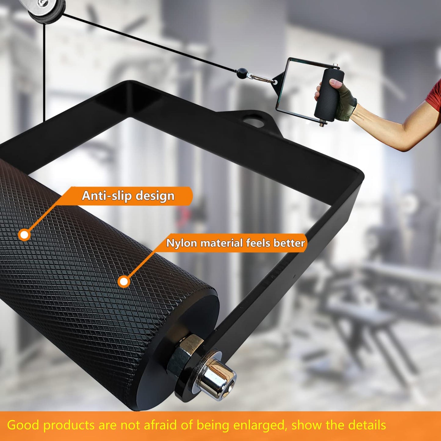 MARSAFIT Gym Fitness LAT Pulldown Attachments, Fat Arm Wrestling Exercise D Handle Cable Attachment, Arm Lifting Deadlift Handle Grip for Finger Wrist Strength
