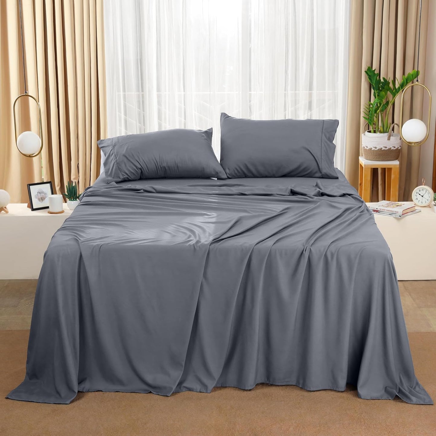 Utopia Bedding Full Bed Sheets Set - Soft Brushed Microfiber | Fade Resistant & Easy Care - Grey