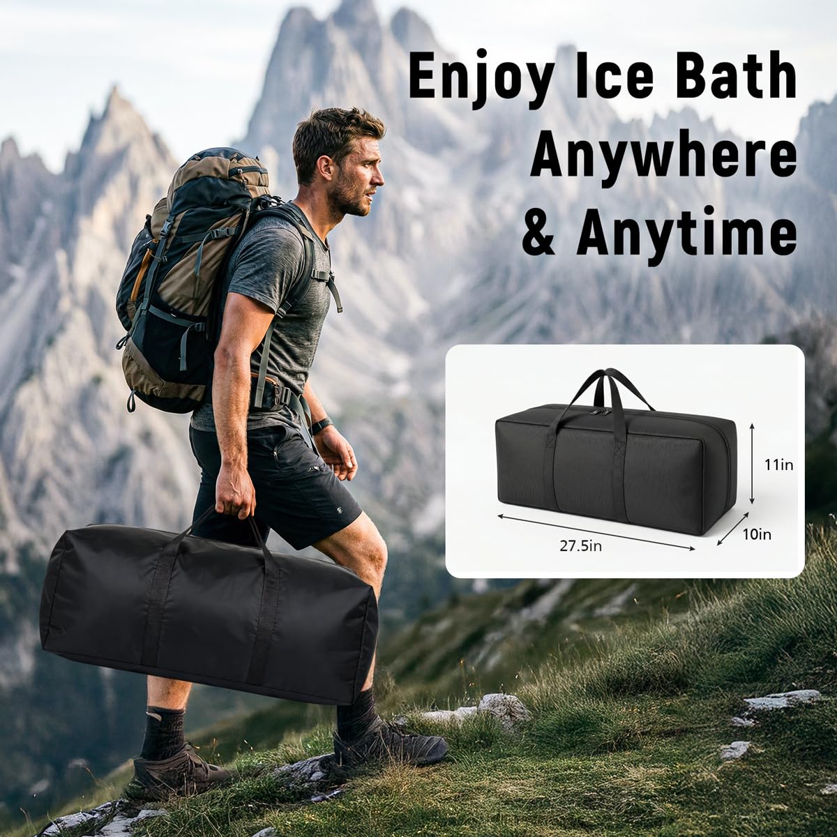 Ice Bath Tub for Athletes - 30in Deep Portable Cold Plunge for Recovery & Cold Water Therapy - 6-Layer Insulated Soaking Tub Stability & Dual-Outlet Rapid Drainage - Indoor Outdoor Adults