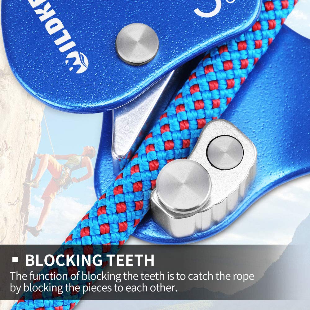 WILDKEN Climbing Ascender Fall Protection Belay Device Climbing Rope Grab for Rock Climbing Mountaineering Tree Arborist Expedition Caving Rescue Aerial Work (Blue)