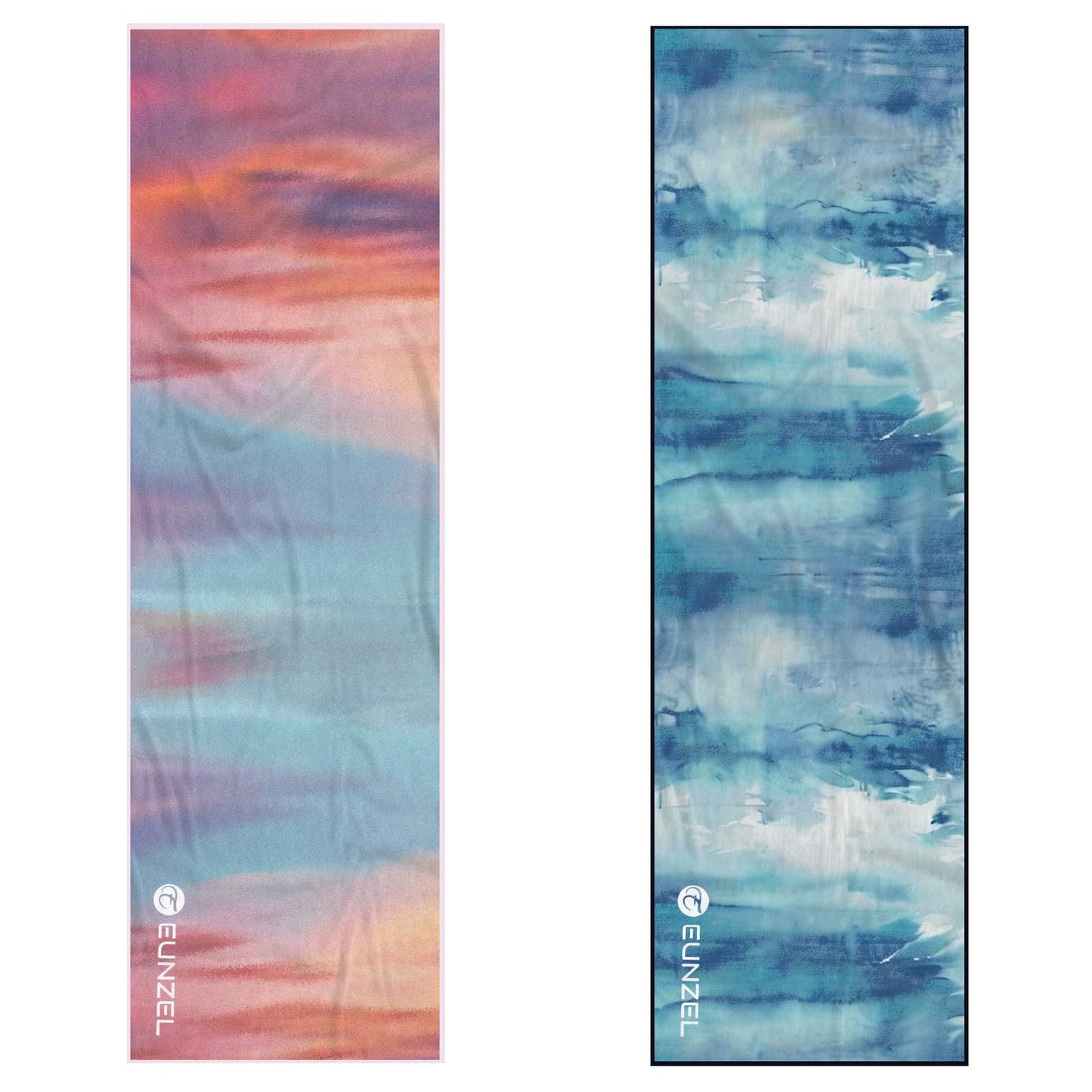 Eunzel 2 Pack Cooling Towel, Ice Towel for Neck, Soft Microfiber Chilly Towel Stay Cool for Sports, Yoga, Running, Gym, Workout, Biking, Camping & Outdoor Activities 40"x12", Sunset& Azure Wash