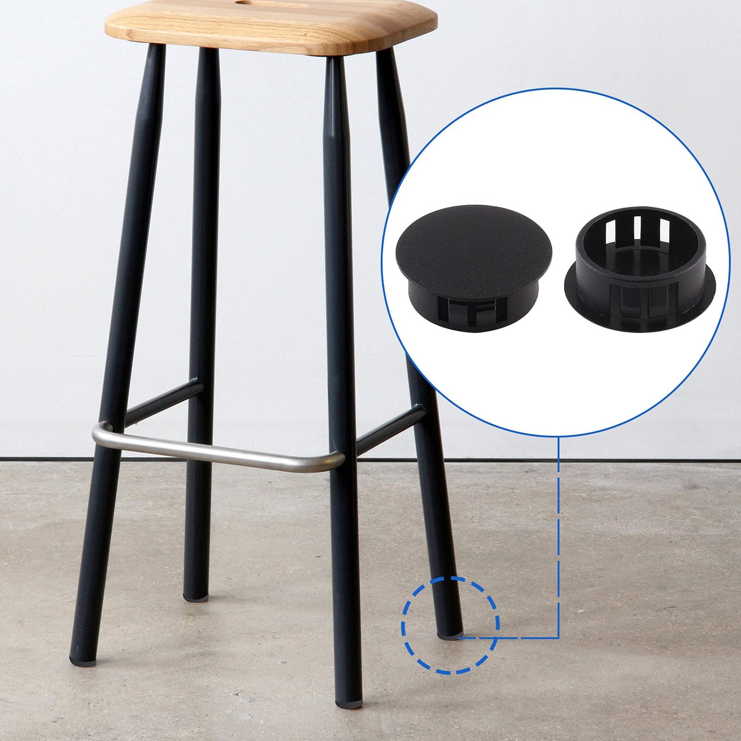 Jersvimc 25Pcs 3/4 Inch(19mm) Black Hole Plug Plastic Hole Cover, Round End Cap Flush Type Tube Insert, Pipe Post Panel Plug for Chair Furniture Glide Protectors