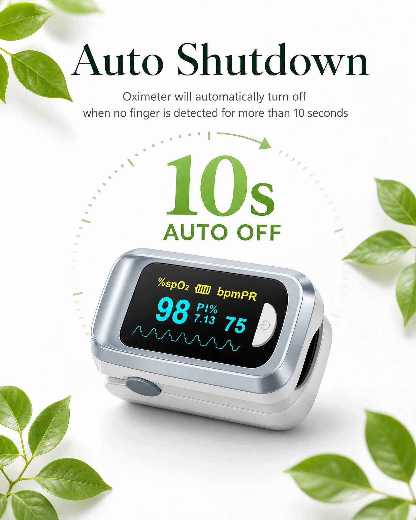 Healthtree JKS50B Pulse Oximeter Fingertip - Blood Oxygen monitor Fingertip with Perfusion Index, Fast 5-8s Reading, Large OLED Display, SpO2 & Heart Rate monitor for Home, Sports, Travel (Includes Batteries & Lanyard)