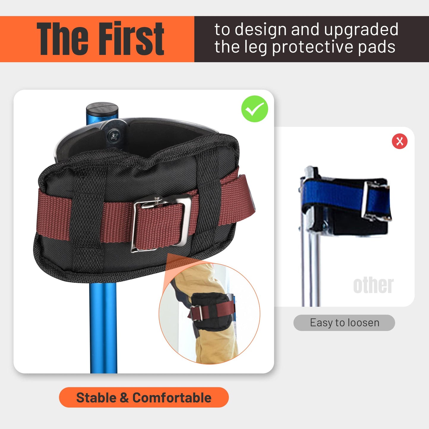 Yescom Drywall Stilts 24" - 40" Adjustable Aluminum Drywall Tool with Comfort Knee Pads for Ceiling Sheetrock Taping Parade Costume Cleaning String Light Decor - Non-Slip Blue Stilts