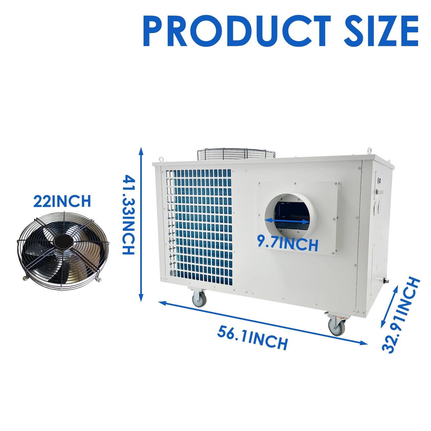 WYDDDARY Portable Air Conditioner Industrial Spot Cooler Air Conditioner 2700m³/h Mobile Cooling Aircon for Hospital Workshop Canteen Warehouse 220V 3Phase 6KW