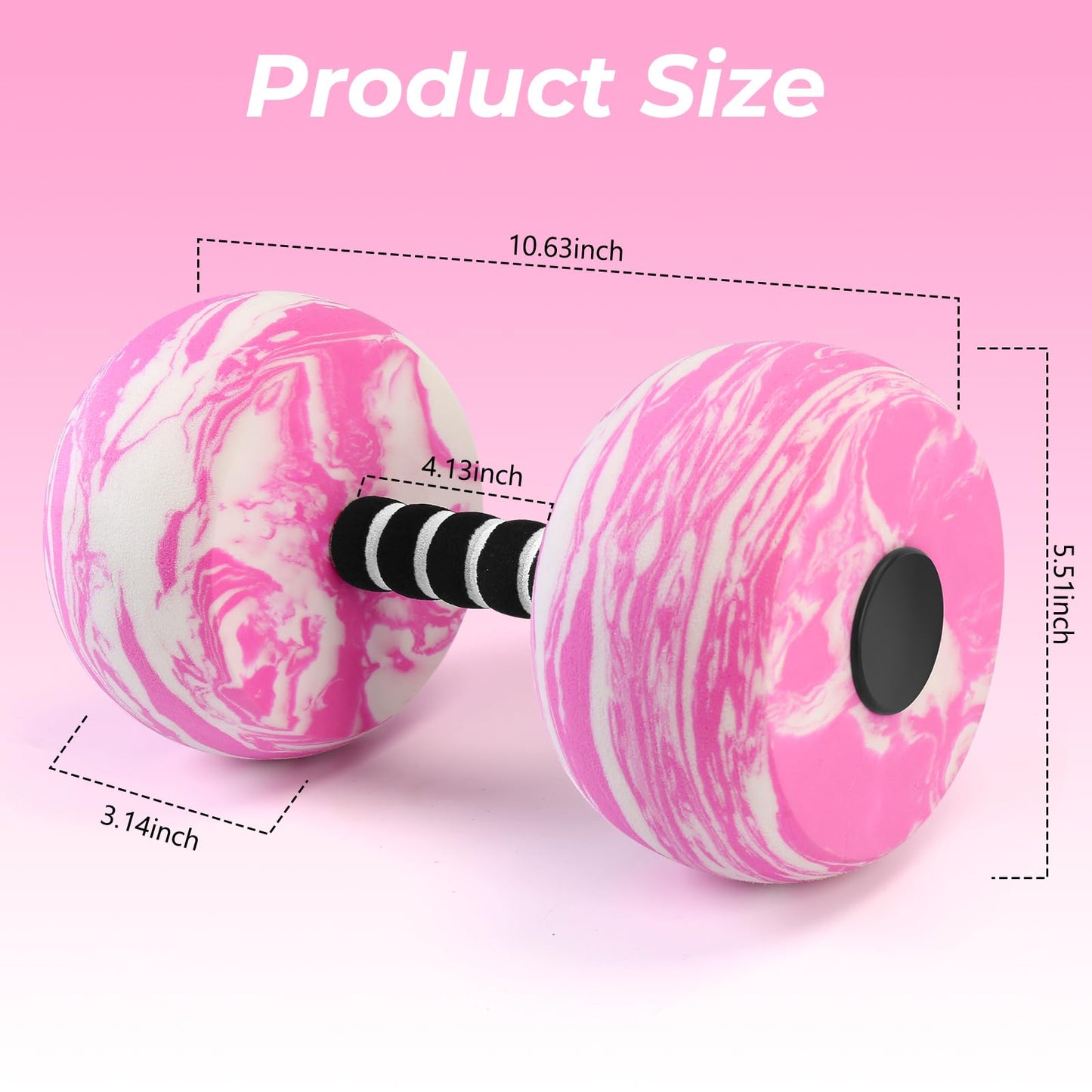 Aquatic Exercise Dumbbells, 2PCS Water Weights for Pool Exercise, Water Aerobics Equipment High-Density EVA-Foam Pool Weights Dumbbells for Weight Loss, Pool Fitness, Water Exercise (Pink)