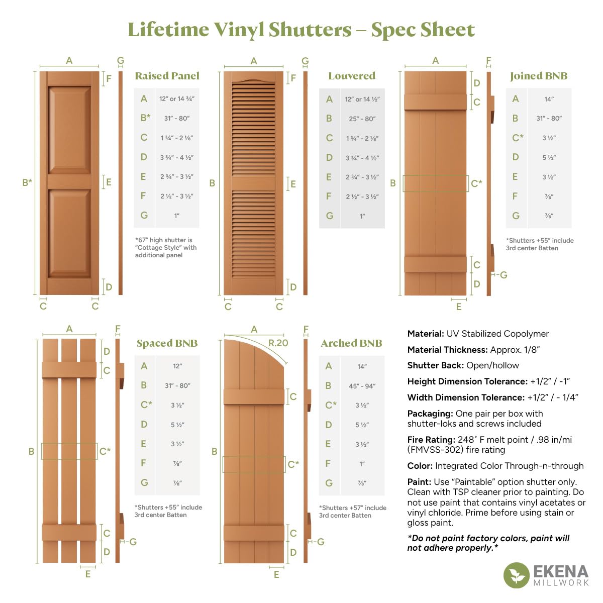 Ekena Millwork Lifetime Vinyl LJ4S14X07100BL Standard Four Board Joined, Board-n-Batten Vinyl Shutters, w/Installation Shutter-Lok's & Matching Screws (Per Pair), 14"W x 71"H, Black