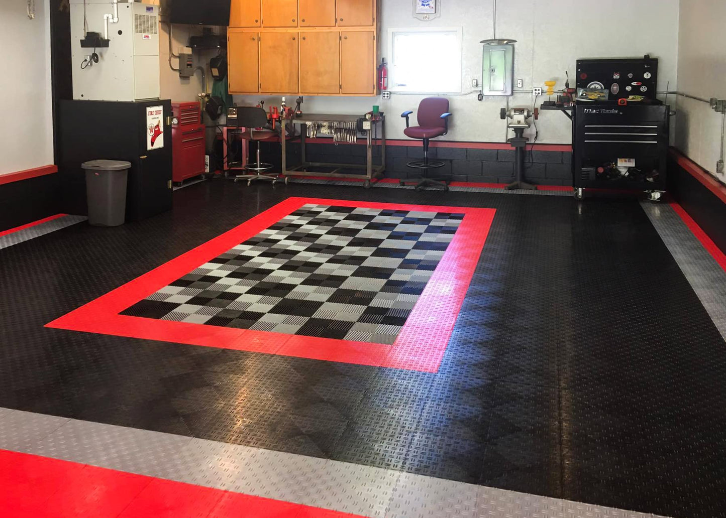Big Floors GarageTrac Garage Floor Tiles, Interlocking Garage Flooring, Diamond Pattern Non-Slip Heavy-Duty Copolymer Modular Tile, Easy Install (Beige, 24 Pack of 12 x 12" Tiles, 24 Sq Ft)