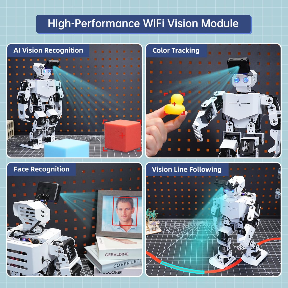 AI Vision & Voice Interaction Robot for Arduino Scratch Python Programming 17DOF Humanoid Robot Large AI Model STEM Project Education Voice Command Walking Dancing Self-Stand Up, Tonybot Standard kit