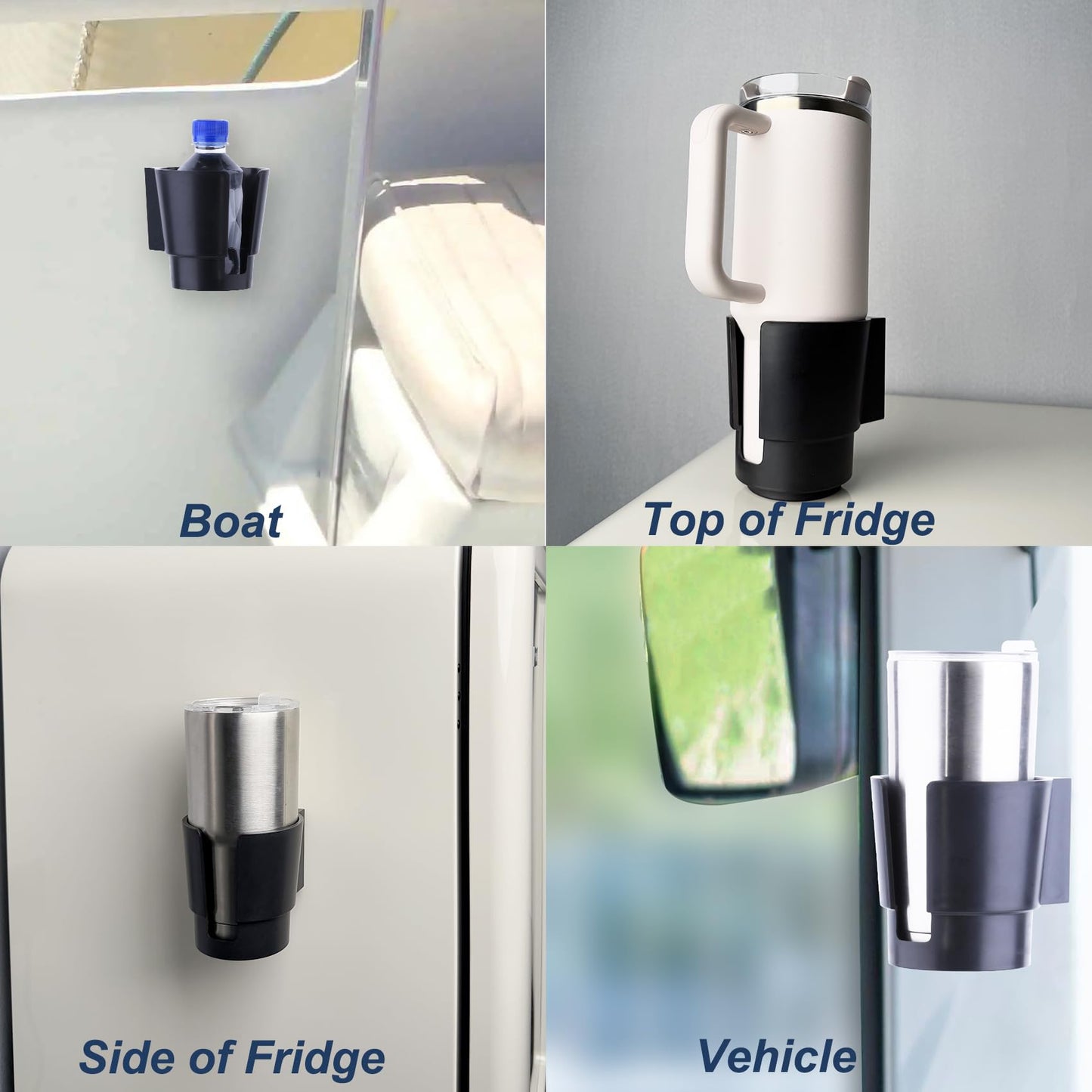 Universal Magnetic Cup Holder, Heavy Duty Plastic Drink Holder, Magnet Cup Holder for Bus Tractor Van RV, Vertical or Horizontal Mount, Fits Most Cup, Bottles, Cans, Tumblers, Black Pack of 1