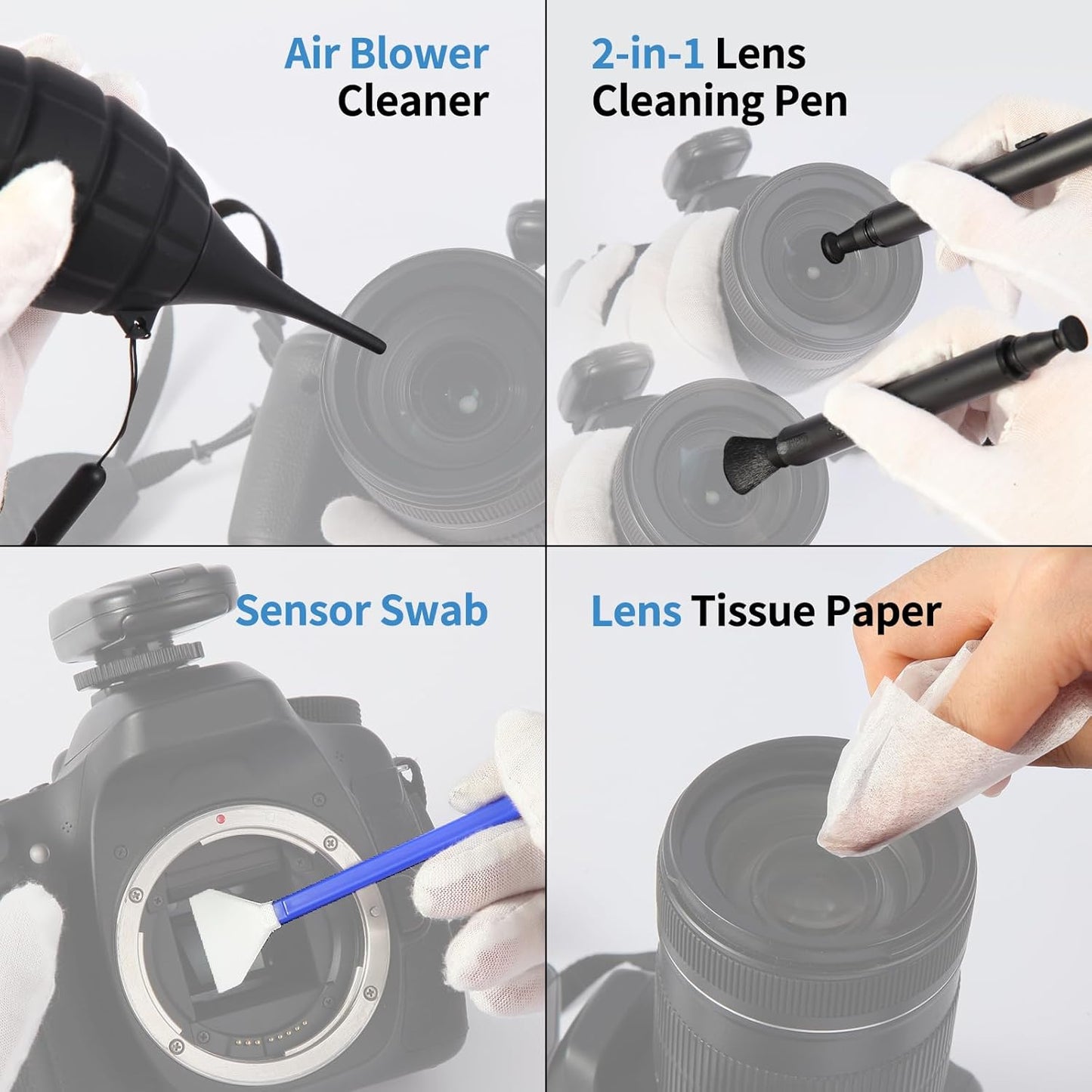 CamKix 14-in-1 2in1 30 ML Camera Lens Cleaning Kit - Includes Advanced Large Silicone Air Blower, Lens Cleaning Pen
