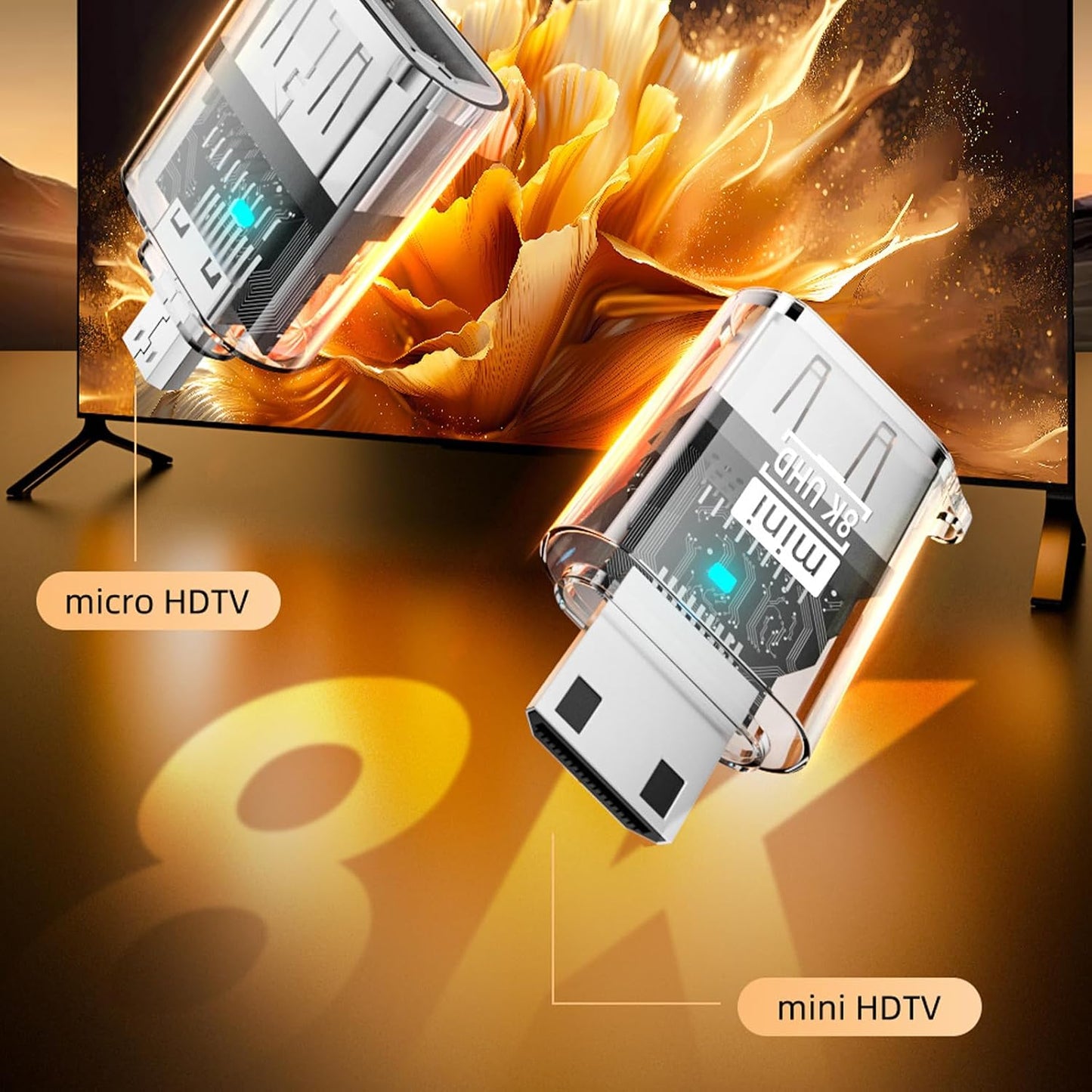 Shinycome 8K Portable HDTV Adapter Shock Resistance Travel Use Entertainment Compactly HDTV Video Converter