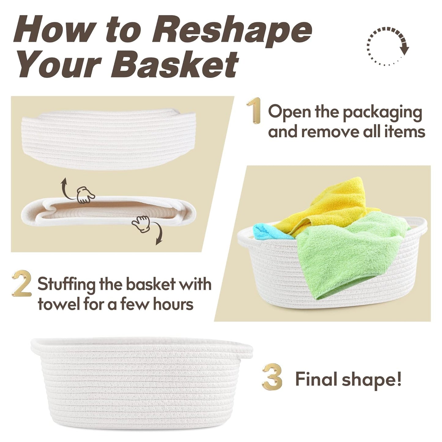 Pro Goleem Small Woven Easter Basket - Durable Gift Basket with Ribbons | 12" x 8" x 5" White Storage Basket
