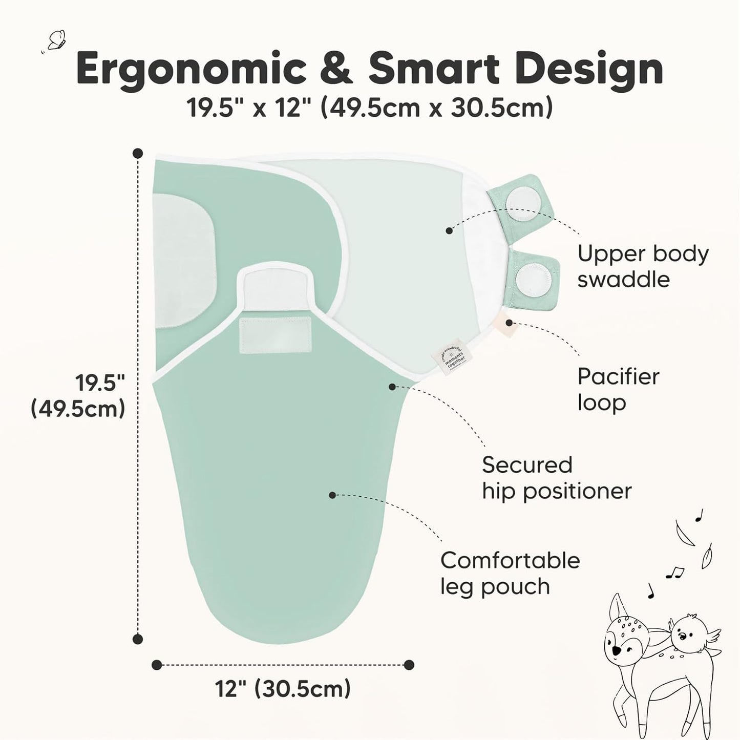 Organic Baby Swaddle Sleep Sacks by [Brand Name] - Soft & Snug for Newborns 0-3 Months | 3-Pack in Sage