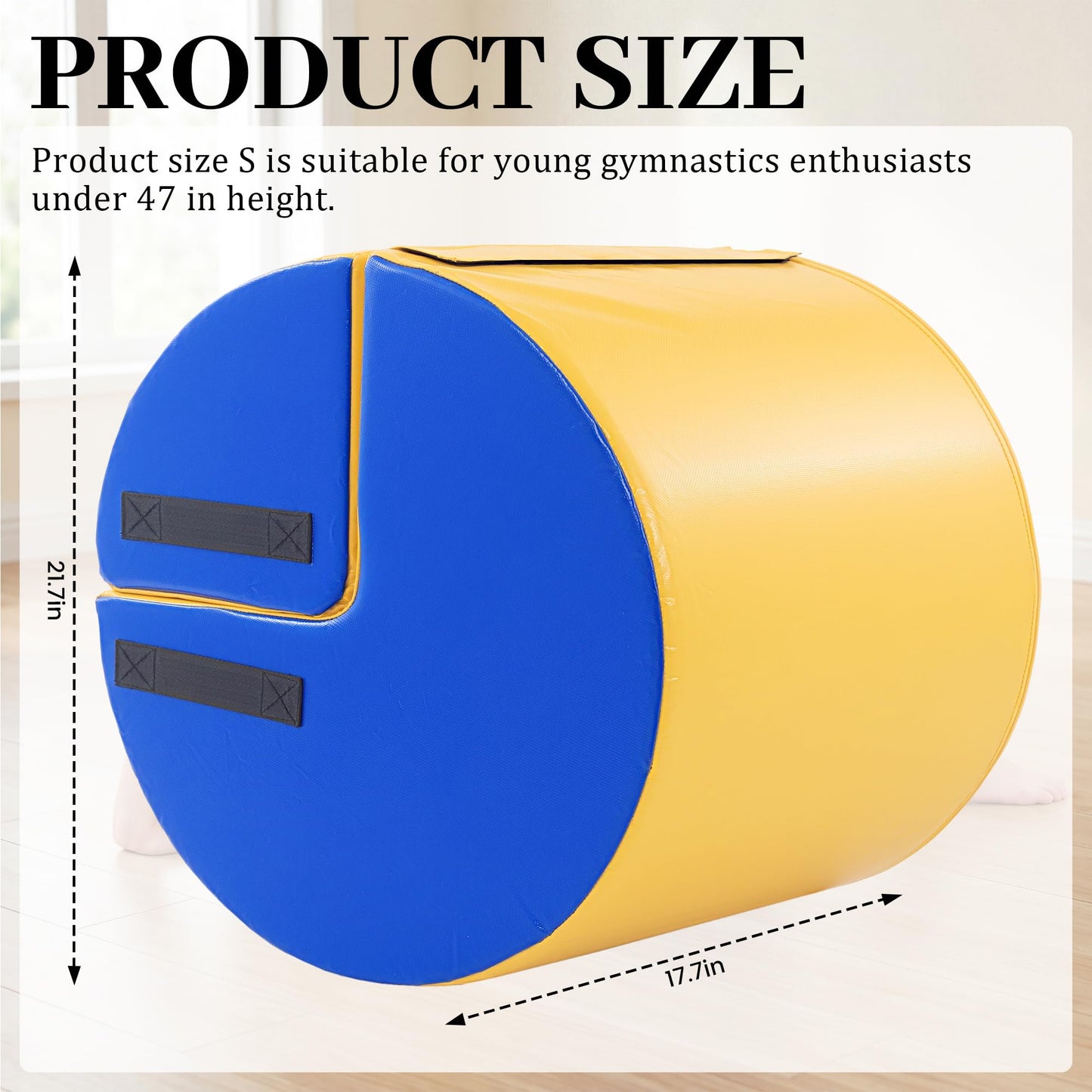 MABOZOO 2-in-1 Gymnastics Tumbling Equipment with Posture Correction Support, Detachable Back Handspring Trainer with High-Density Foam, PU Leather Gymnastics Barrel for Kids, 21.7" x 17.7"
