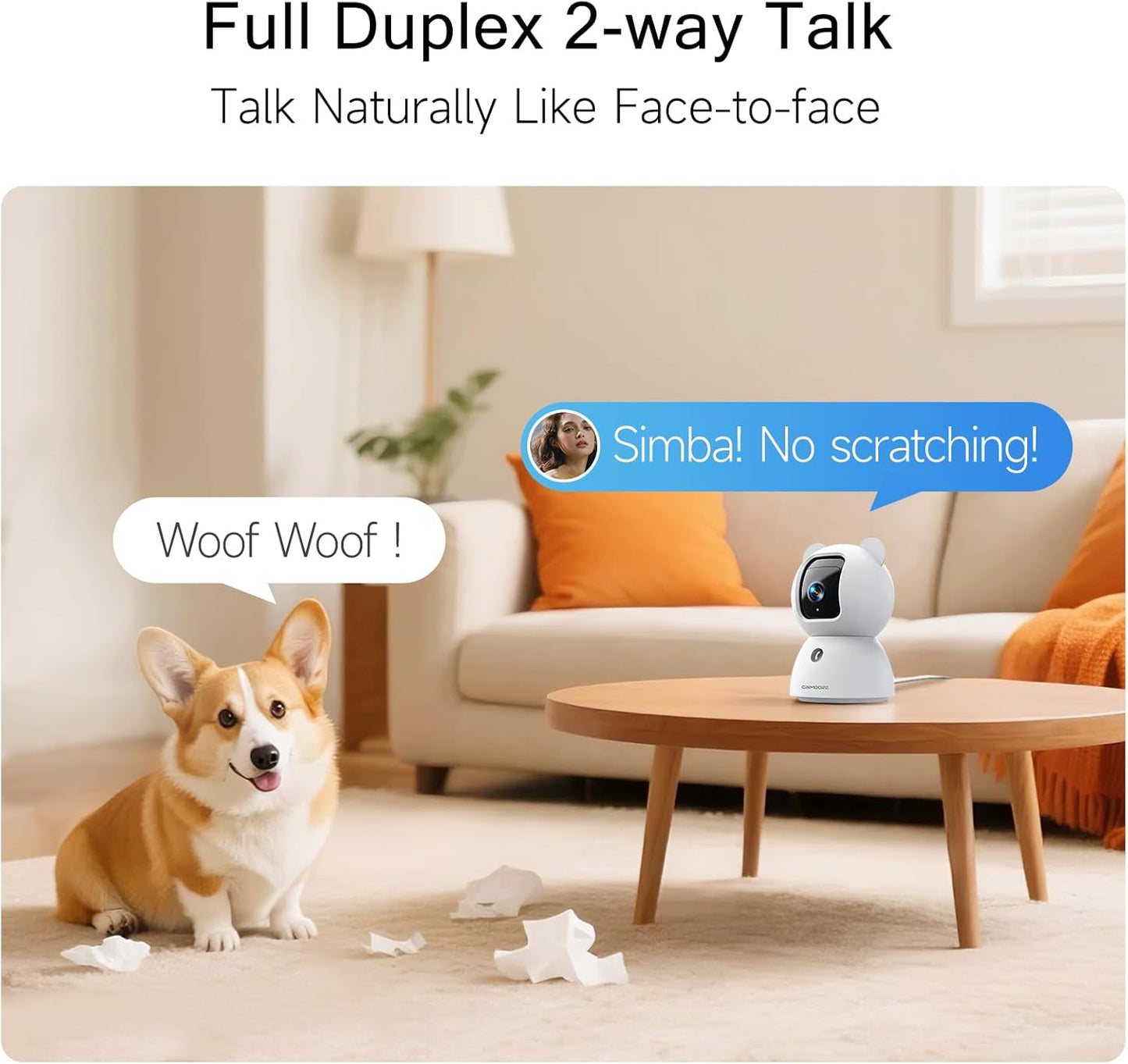 CINMOORE 2.5K 2pack, 4MP 2.4GHz 2-Way Indoor Camera Non-Subscription AI Person/Pet/Cry Detection, Pet/Dog/Cat/Baby