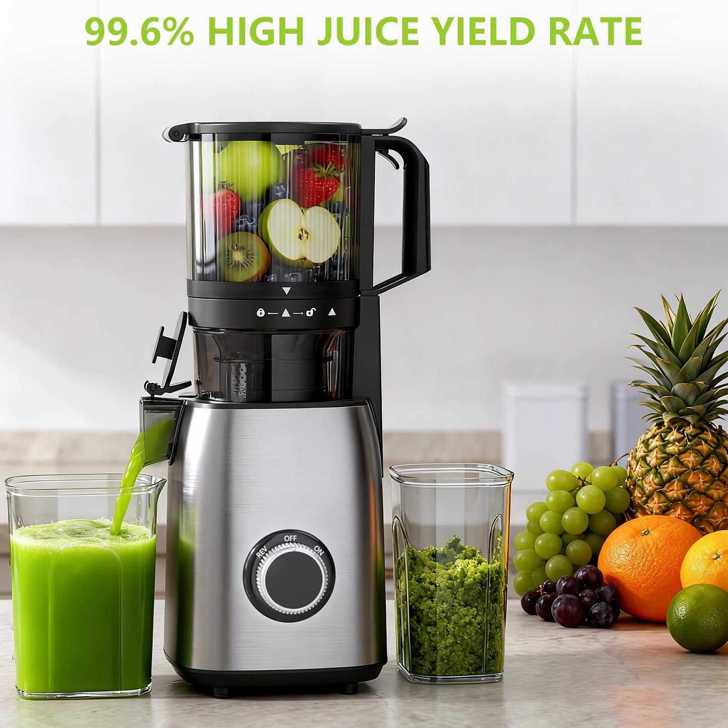 COWSAR Cold Press Juicer Machines, Orange Juicer with 5.4" Extra-Large Feed Chute, 60RPM Slow Masticating Fruit Juicer, 300W Electric Juicer for Citrus, Pomegranate & Vegetables