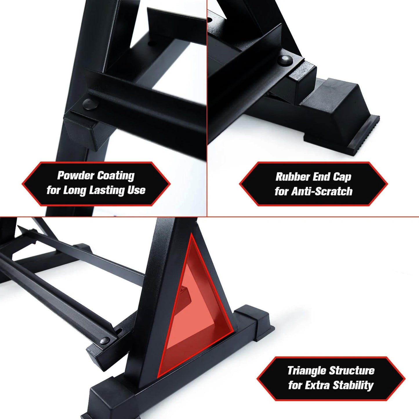 JDGG Dumbbell Rack Adjustable 3-Tier Weight Stand for Home Gym, 1100LB Capacity Heavy Duty Weight Storage Rack for Dumbbells, Kettlebells