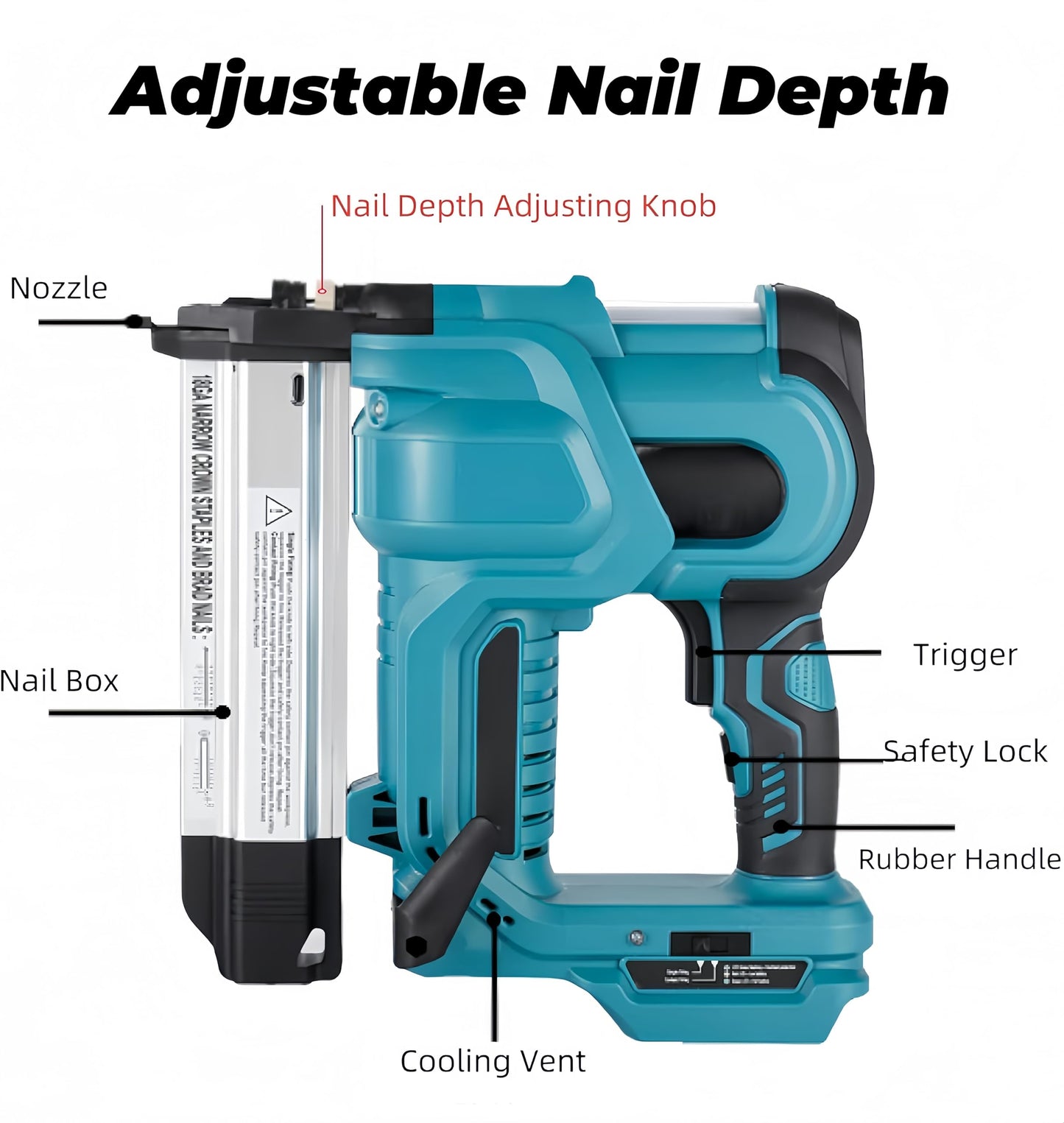 Cordless Brad Nailer, Compatible with M-a-k-i-t-a 18V Battery, 2 Inch 18GA Nail Gun Battery Powered, 2-in-1 Staple Gun with 1000PCS Nails & Built-in LED Working Light, for Woodworking Upholstery