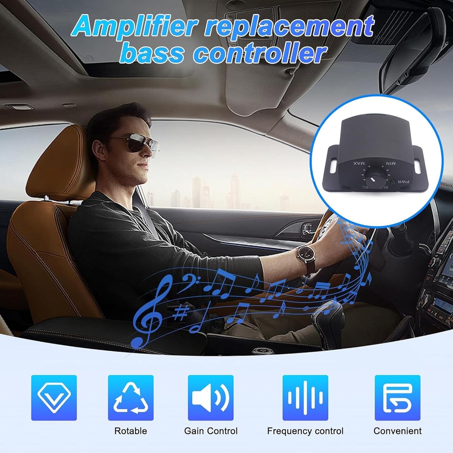 lweiyupeixx 6Pin Amplifiers Tuner Car Volume Controller Amplifier Replacement Bass Knob Control Remote Subwoofer Remote