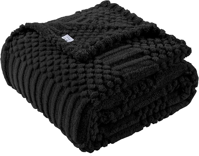 50x70 Inch Black Throw Blanket - Soft & Fluffy Fleece, Cute & Aesthetic, Perfect for Sofa, Couch, Chair, Bed, Living Room & Bedroom, All-Season Use, Plush & Cozy Decorative Blanket