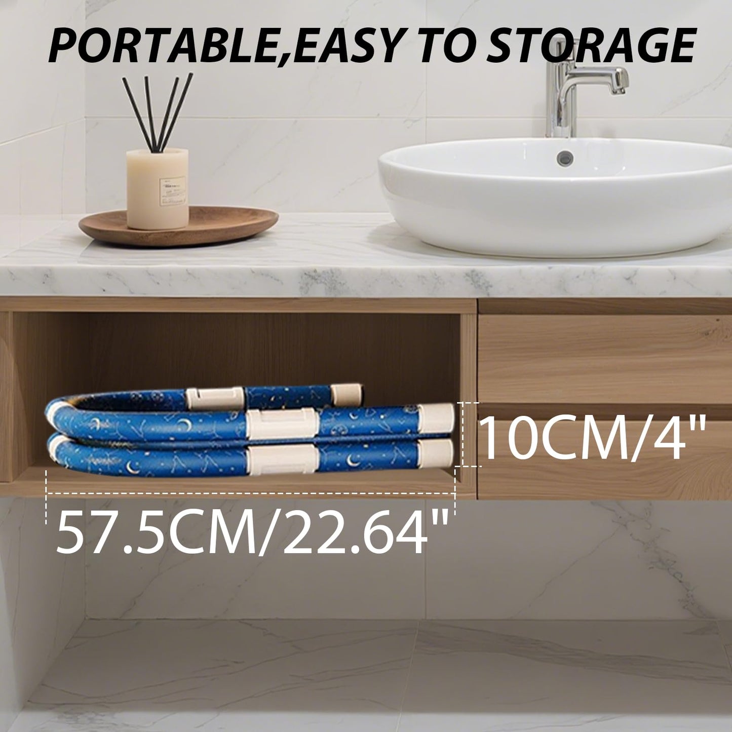 Simcat 45" Large Portable Foldable Bathtub Adult, Separate Family-Friendly SPA Therapy Tub Soaking, Hot SPA & Ice Bath Tub(45.3“x21.6”x16.7“)