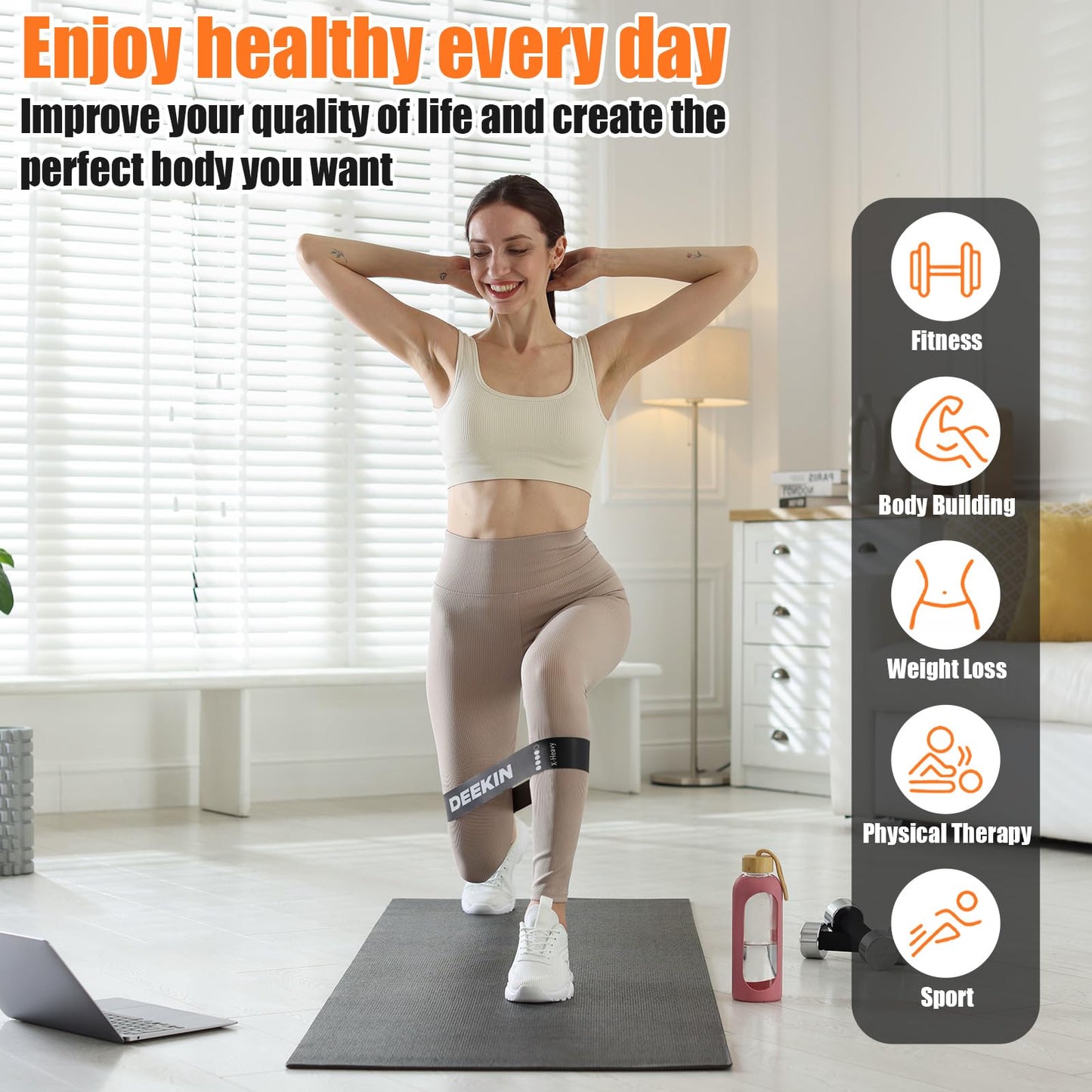 DEEKIN 20 Pcs Resistance Bands Bulk Loop Resistance Exercise Bands for Working Out Stretch Yoga Starter Set Elastic Exercise Fitness Band Equipment for Home Fitness, Gym, Yoga(Dark Gray,40-50LBS)