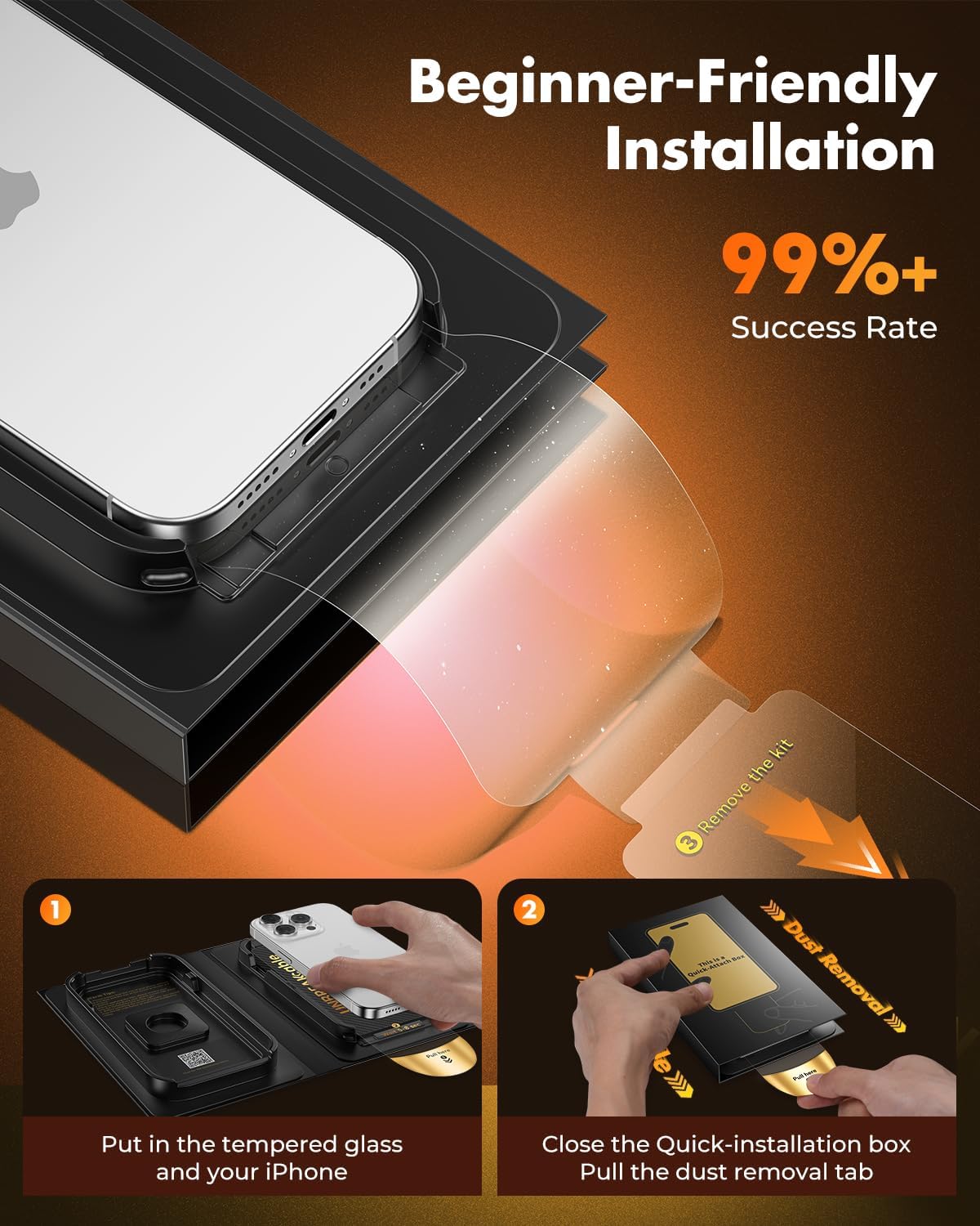 15 [3-Pack], 9H+ 6.7-Inch UNBREAKcable iPhone Pro Max Screen Protector Tempered Glass with Auto-Align Tech for Easy