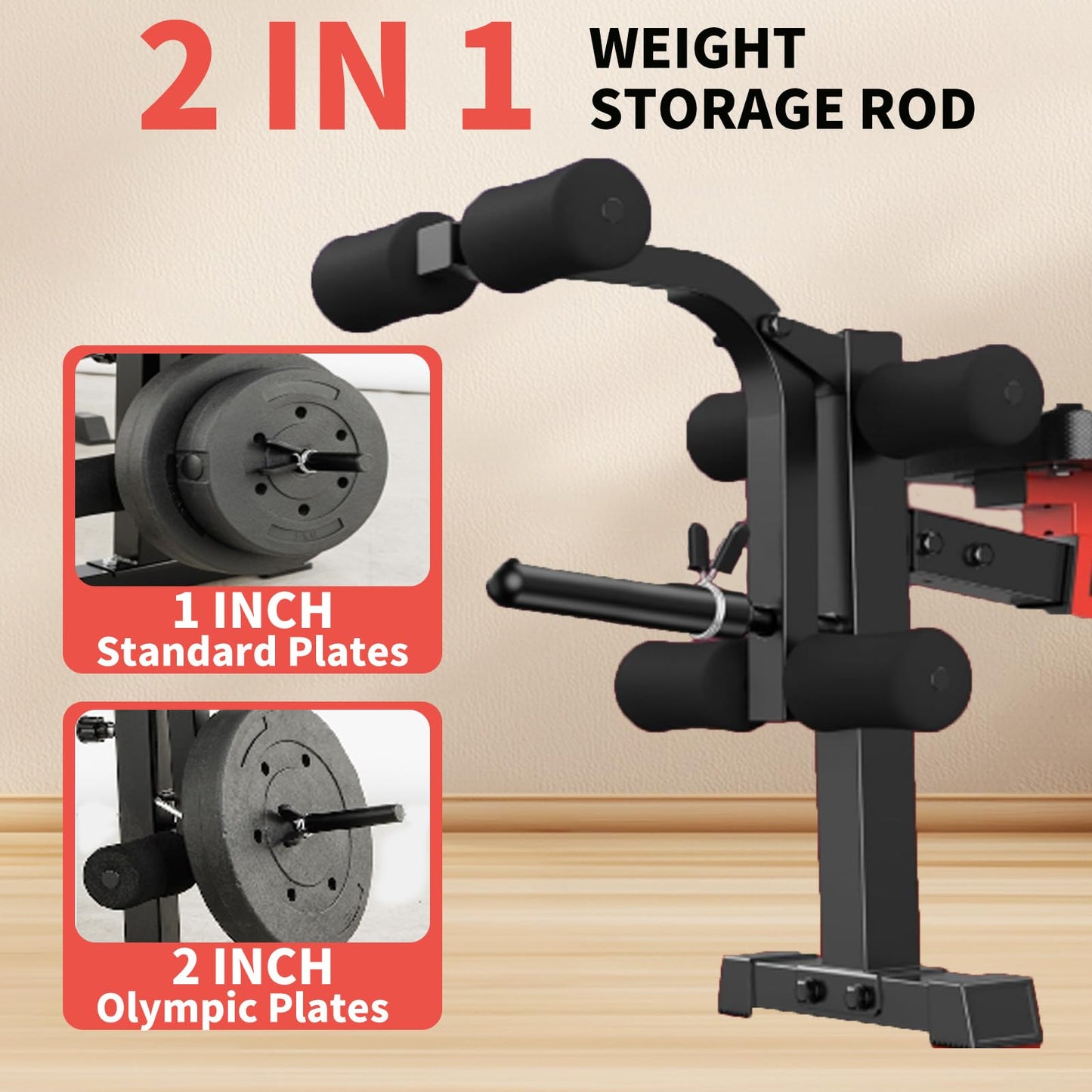 1500LBS 6 in 1 Weight Bench Set with Leg Extension/Curl and Preacher Curl, Bench Press Set and barbell Rack with Safety Bar Catches, Foldable Workout Benches for Home(US Stock)