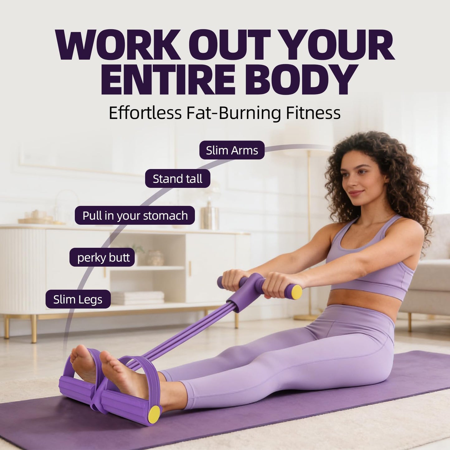 Resistance Bands with Handles 6 Tube Multifunction Tension Rope, Sit-Up Exercise Equipment with Foot Pedals and Handles，Pedal Resistance Band for Abdomen, Waist, Arm, Leg (Blue)