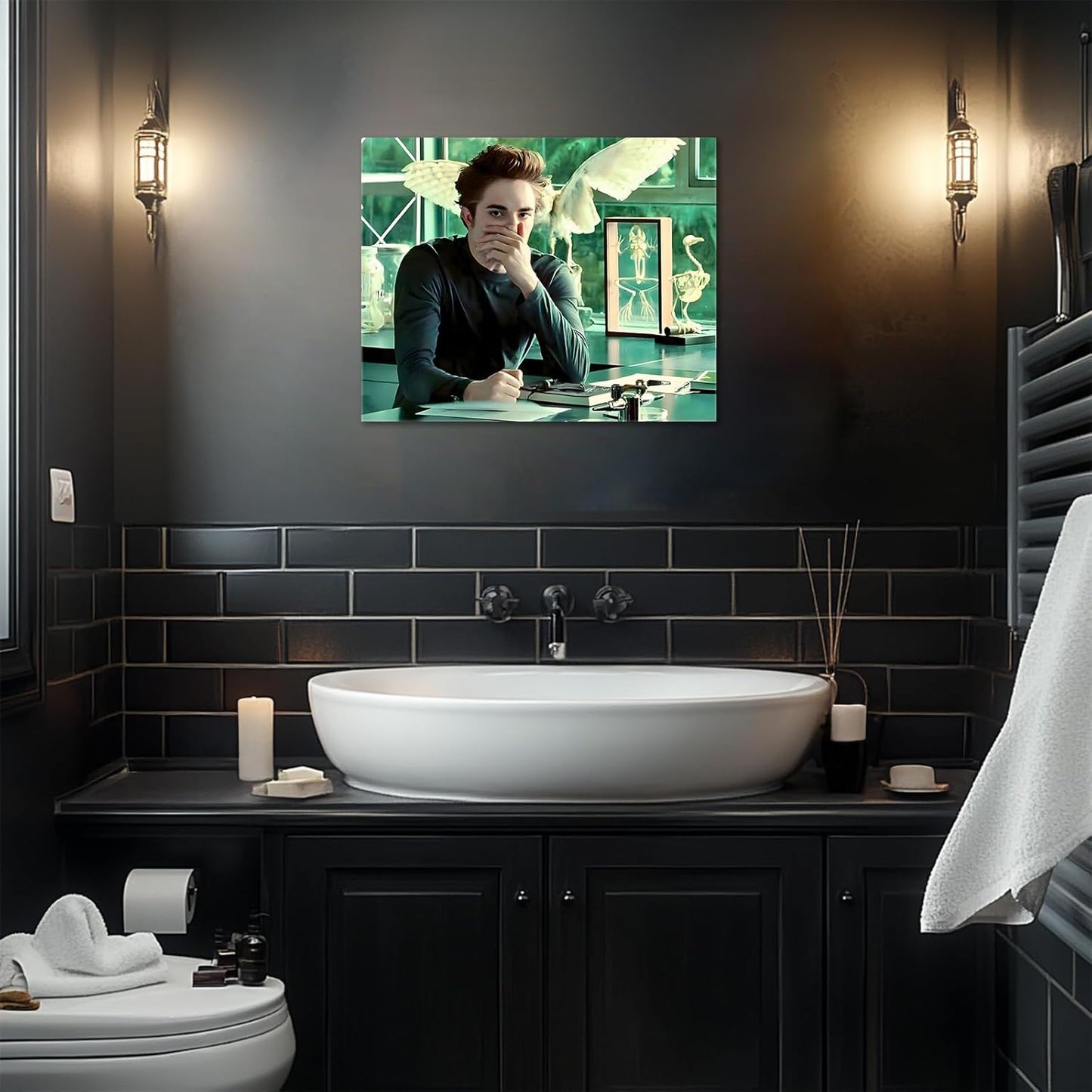 Skiennix Funny Framed Canvas Wall Art - Humorous Twilight Saga Poster Print for Bathroom | 11 x 14 in