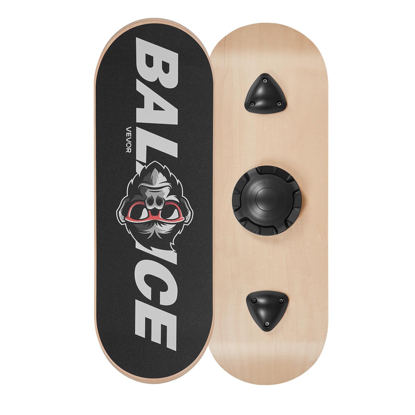 VEVOR Balance Board, Wobble Board Trainer for Adults 3-Level Adjustable Base, Premium Wooden Balance Training Equipment, Slip-Resistant Surface for Core Workout, Standing Desk Exercise, Home Gym, Yoga