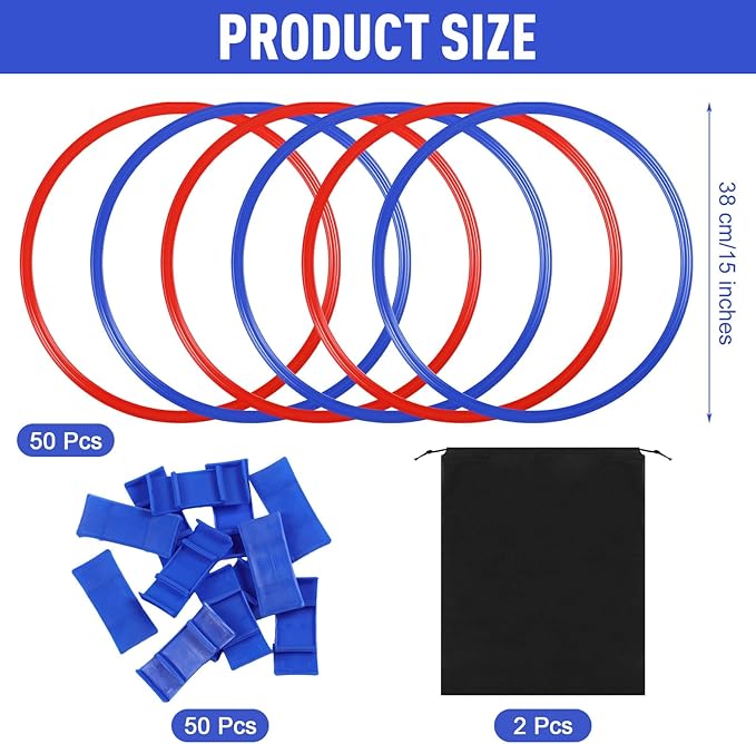 Shappy 50 Pcs Agility Rings with Storage Bags 15 Inch Agility Training Rings Hoop Exercise Ring Plastic Speed Rings Jumping Hoops for Sports Soccer Football Gymnastics Practice Games