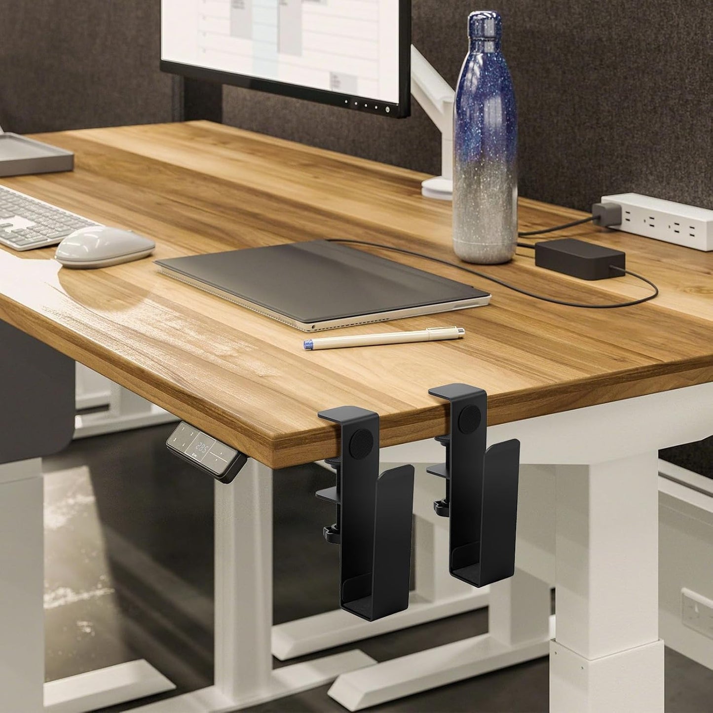 ZJRDYYK Desk Side Storage Organizer, Hanging Desk Side Laptop Holder, Vertical Laptop Stand Holder, Computer Desk Side