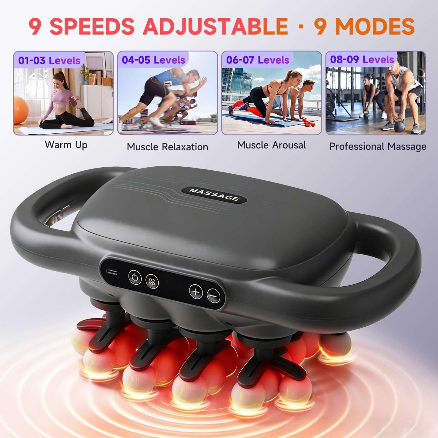 LOVMASSG 28-Heads Massage Gun Set for Total Body Muscle Recovery, Deep Tissue Percussion Massager with 9 Adjustable Modes, Quiet High-Power Back & Full-Body Massager for Home, Gym & Office,