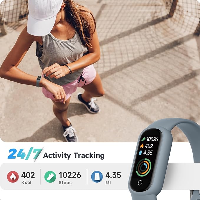 Fitness Tracker Watch with Heart Rate/Sleep Tracker/IP68 Waterproof, Activity Tracker with Pedometer Step Counter, Health Watch for Women Men with 14 Sports Compatible Android iOS, Slate Gray