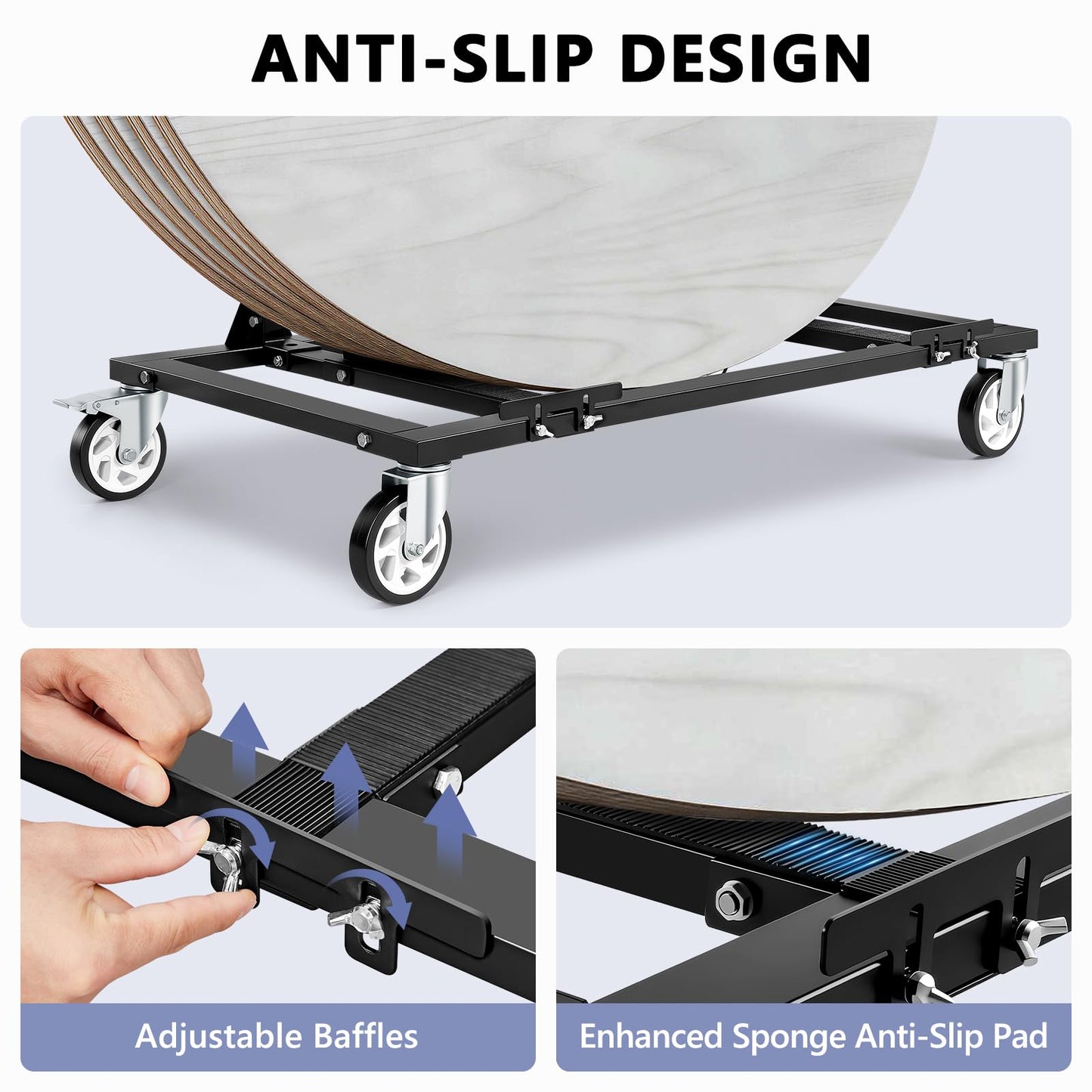 KEDSUM 2200lbs Drywall Cart Heavy Duty, Thicken Steel Built Table Cart with Handle, Panel Dolly with 5" Swivel Casters, Handling Drywall, Plywood, Lumber, Ideal for Factory, Hotel, Warehouse, Party
