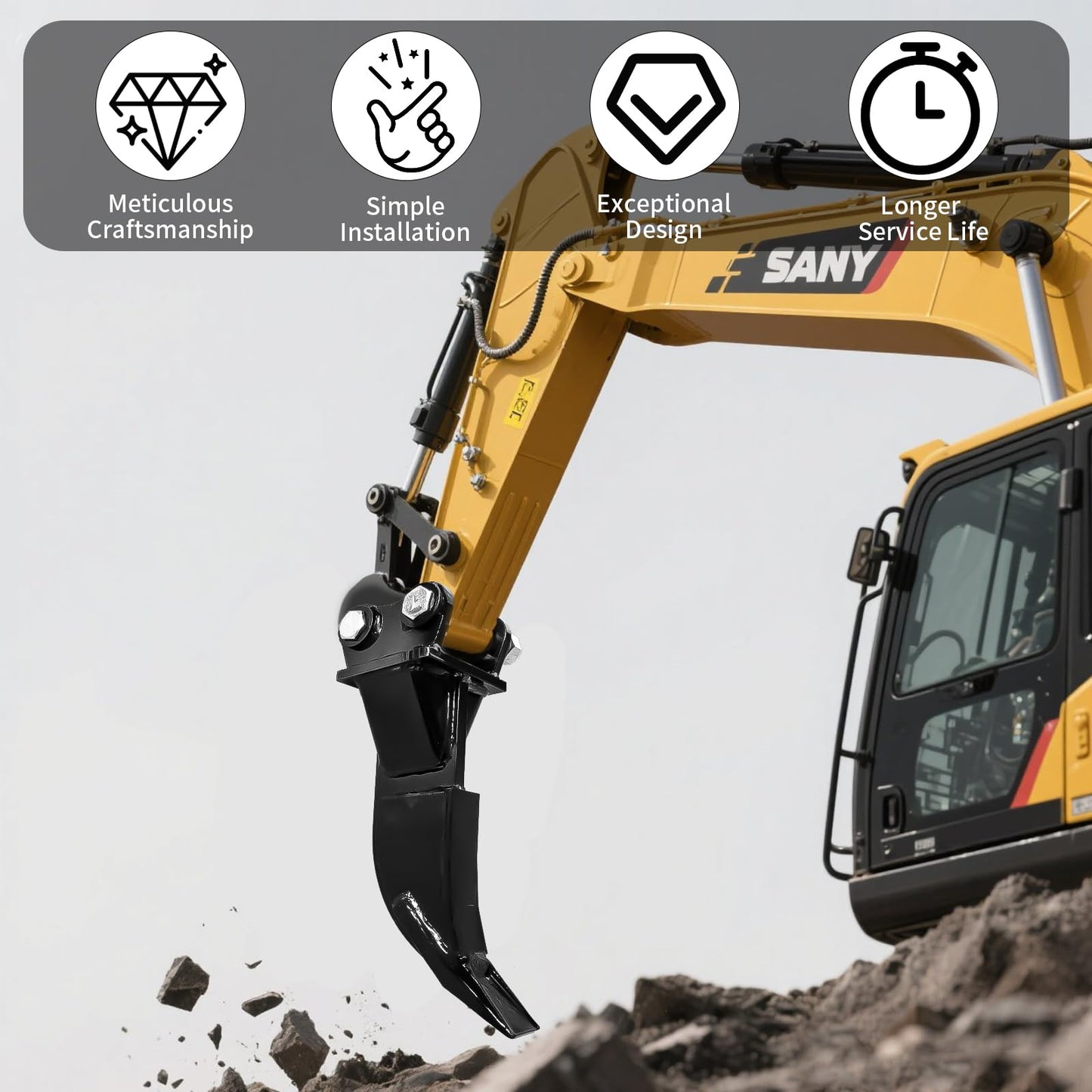 Mini Excavator Ripper - Mini Excavator Attachments for 1-1.8 ton mini excavator | 90mm Span | 0.98in Hole | Includes Pins | for Farm, Garden, Construction and Road Maintenance.