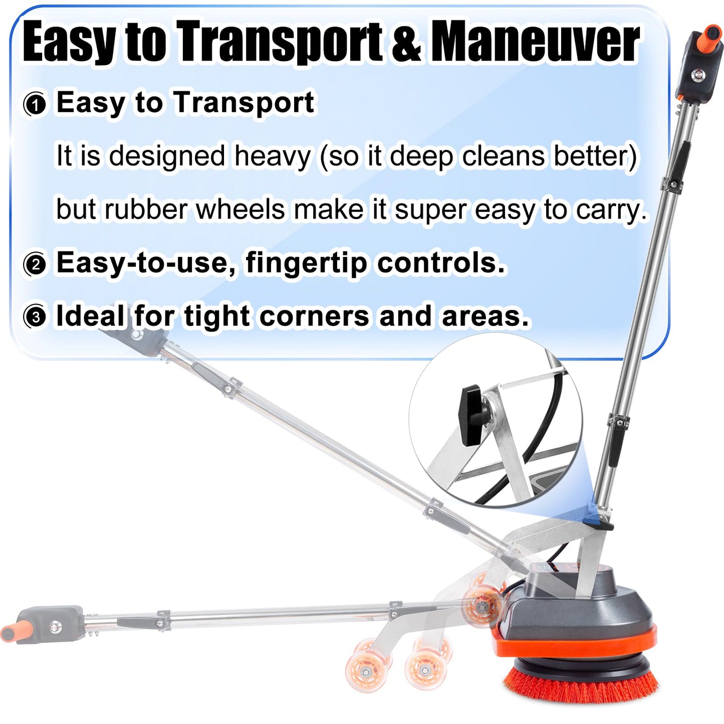 HHQ Commercial Floor Scrubber Machine, 13" Heavy Duty Orbital Floor Cleaner Buffer and Polisher- Deep Cleaning Hard Floors and Carpets with Ease, 3 Brushes & 3 Cleaning Pads, Orb-6